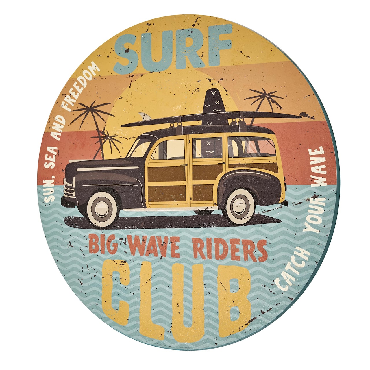American Art Decor Surf Club Round MDF Wall Plaque - 20" x 20" x 0.35"